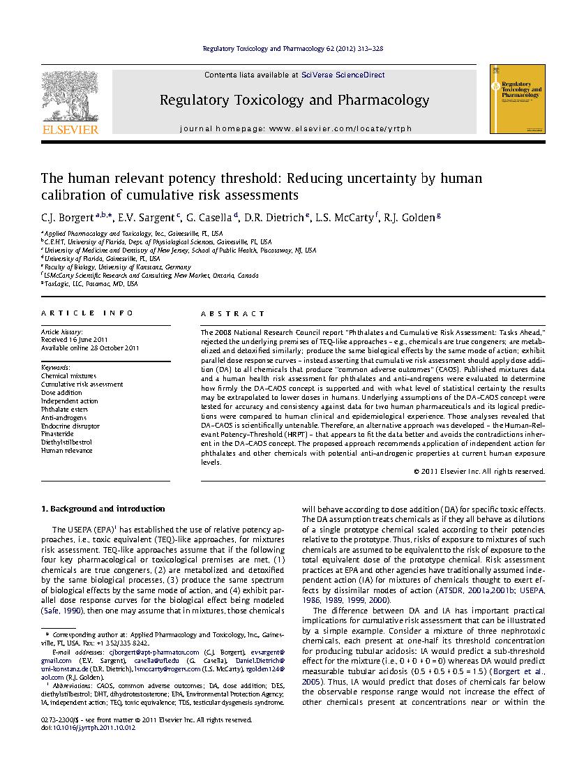 The Human Relevant Potency Threshold: Reducing Uncertainty by Human Calibration of Cumulative Risk Assessments