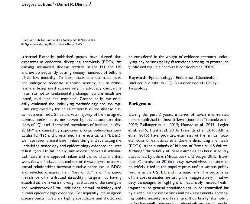 Human cost burden of exposure to EDCs. A critical review