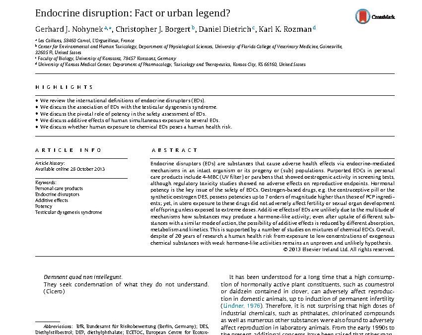 Endocrine Disruption: Fact or Urban Legend