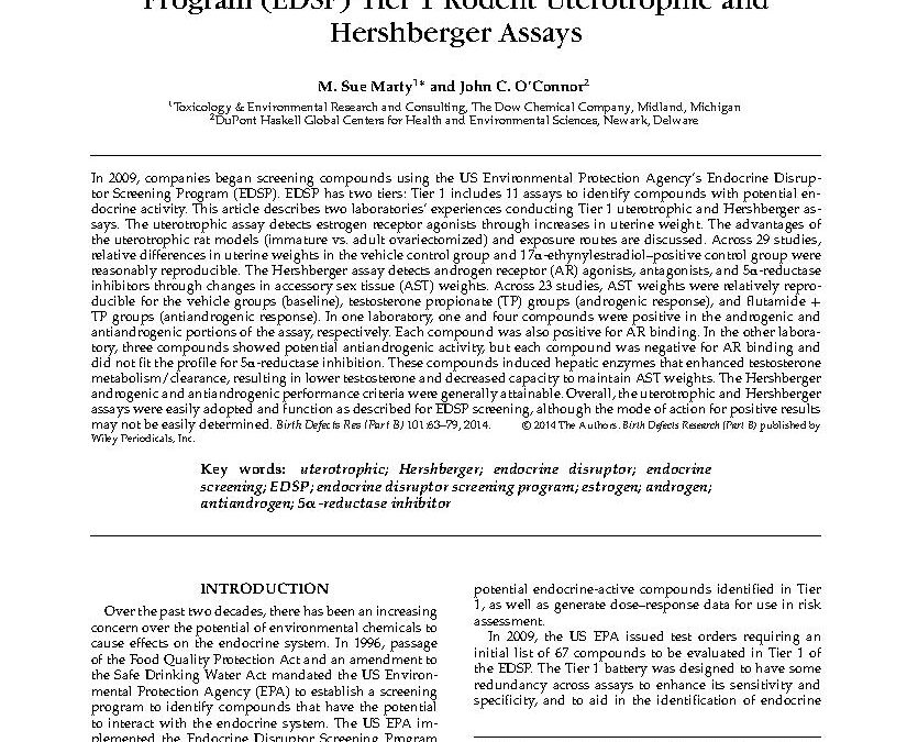 Key Learnings from the Endocrine Disruptor Screening Program (EDSP) Tier 1 Rodent Uterotrophic and Hershberger Assays